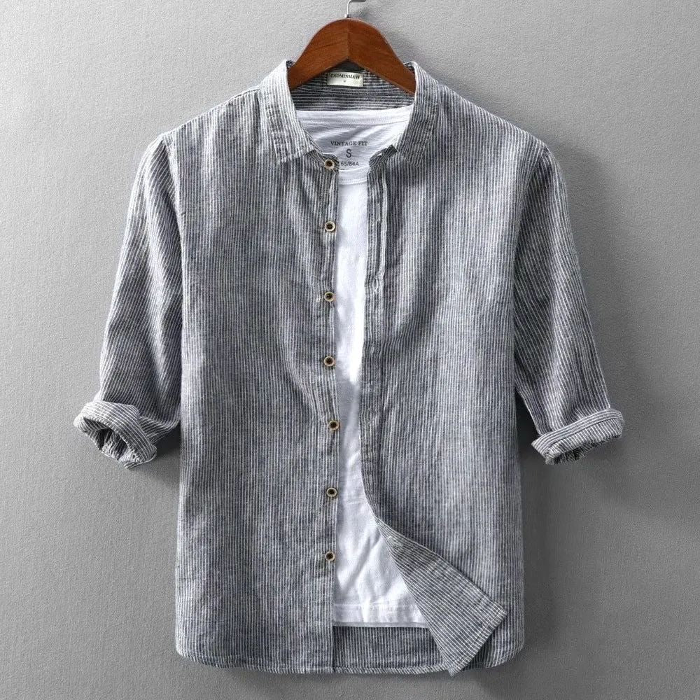Men Linen Causal Shirt 真2件恤衫 2 piece in 1 clothes